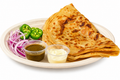 Golden Paratha with Chutney/Sauce and Raita